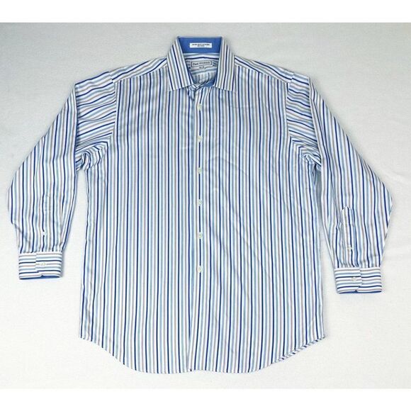 Paul Fredrick Stripe Shirt 16.5 / 34 Button Front Classic Fit - Picture 1 of 7